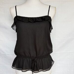 Old Navy Women’s Black Ruffle Cami Tie Waist Whimsigoth Fairy Grunge - Size S